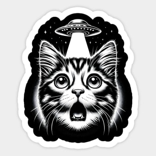 Cat Selfie With UFOs Sticker